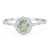 Vintage Style Round Natural Stone Floral Ring