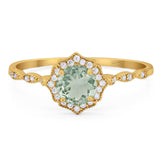 Vintage Style Round Natural Stone Floral Ring