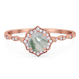 Vintage Style Round Natural Stone Floral Ring