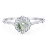 Vintage Style Round Natural Stone Floral Ring