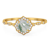 Vintage Style Round Natural Stone Floral Ring