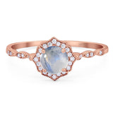 Vintage Style Round Natural Stone Floral Ring