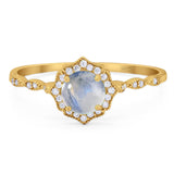 Vintage Style Round Natural Stone Floral Ring