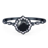 Vintage Style Round Natural Stone Floral Ring