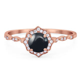 Vintage Style Round Natural Stone Floral Ring