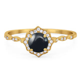 Vintage Style Round Natural Stone Floral Ring