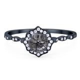 Vintage Style Round Natural Stone Floral Ring