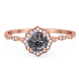 Vintage Style Round Natural Stone Floral Ring