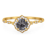 Vintage Style Round Natural Stone Floral Ring