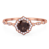 Vintage Style Round Natural Stone Floral Ring