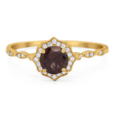 Vintage Style Round Natural Stone Floral Ring