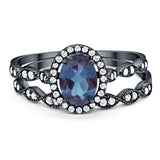 Two Piece Oval Natural Stone Bridal Ring