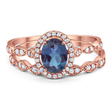 Two Piece Oval Natural Stone Bridal Ring