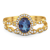 Two Piece Oval Natural Stone Bridal Ring