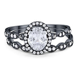 Two Piece Oval Natural Stone Bridal Ring
