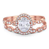Two Piece Oval Natural Stone Bridal Ring