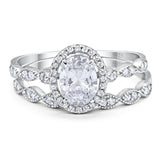 Two Piece Oval Natural Stone Bridal Ring