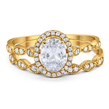 Two Piece Oval Natural Stone Bridal Ring