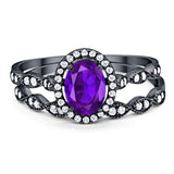 Two Piece Oval Natural Stone Bridal Ring