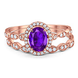 Two Piece Oval Natural Stone Bridal Ring