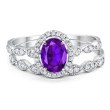 Two Piece Oval Natural Stone Bridal Ring