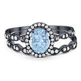Two Piece Oval Natural Stone Bridal Ring