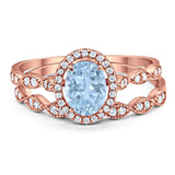Two Piece Oval Natural Stone Bridal Ring