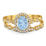 Two Piece Oval Natural Stone Bridal Ring