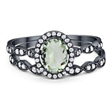 Two Piece Oval Natural Stone Bridal Ring