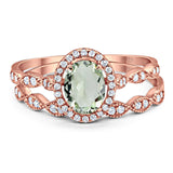 Two Piece Oval Natural Stone Bridal Ring