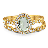 Two Piece Oval Natural Stone Bridal Ring
