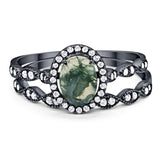 Two Piece Oval Natural Stone Bridal Ring