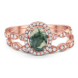 Two Piece Oval Natural Stone Bridal Ring