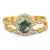 Two Piece Oval Natural Stone Bridal Ring