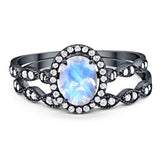 Two Piece Oval Natural Stone Bridal Ring