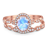 Two Piece Oval Natural Stone Bridal Ring