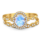 Two Piece Oval Natural Stone Bridal Ring