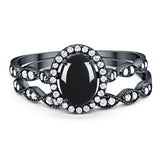 Two Piece Oval Natural Stone Bridal Ring