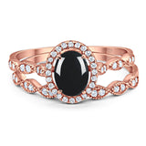 Two Piece Oval Natural Stone Bridal Ring