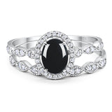 Two Piece Oval Natural Stone Bridal Ring