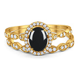 Two Piece Oval Natural Stone Bridal Ring