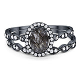 Two Piece Oval Natural Stone Bridal Ring