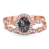 Two Piece Oval Natural Stone Bridal Ring