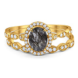 Two Piece Oval Natural Stone Bridal Ring