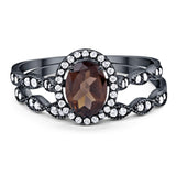 Two Piece Oval Natural Stone Bridal Ring