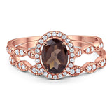 Two Piece Oval Natural Stone Bridal Ring