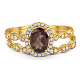 Two Piece Oval Natural Stone Bridal Ring