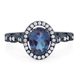 Art Deco Oval Natural Stone Halo Ring