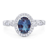 Art Deco Oval Natural Stone Halo Ring