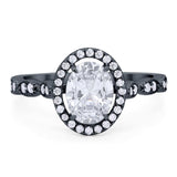 Art Deco Oval Natural Stone Halo Ring